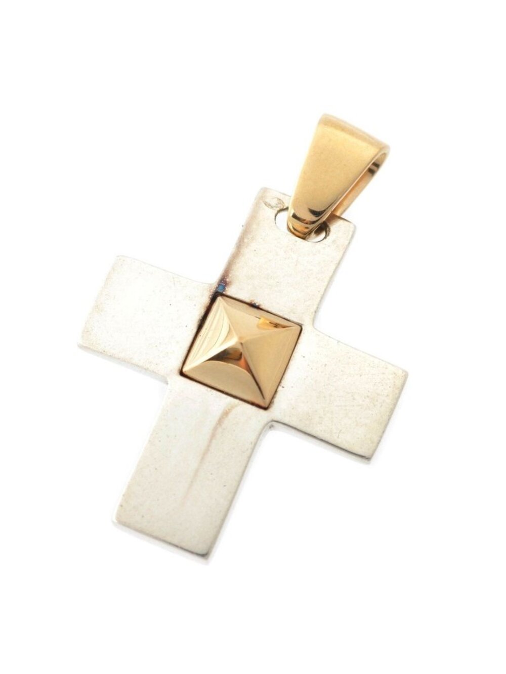 Hermes Medor 925 750 Cross Pendant Silver Gold
